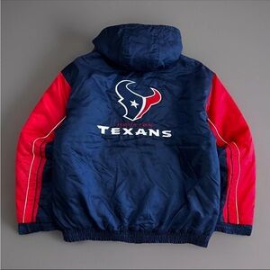 Vintage Houston Texans Puffer Jacket Big Embroidered Logo Hooded Full Zip Sz M
